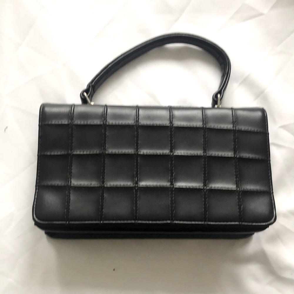 Black vintage leather satchel